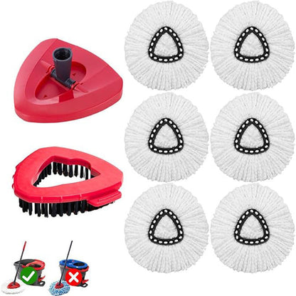 🧹 Microfiber Spin Mop Refills + Scrub Brush Set – Fits O-Cedar EasyWring 1-Tank System