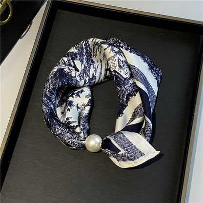 🔥HOT SALE Pearl Buckle Closure Printed Scarf