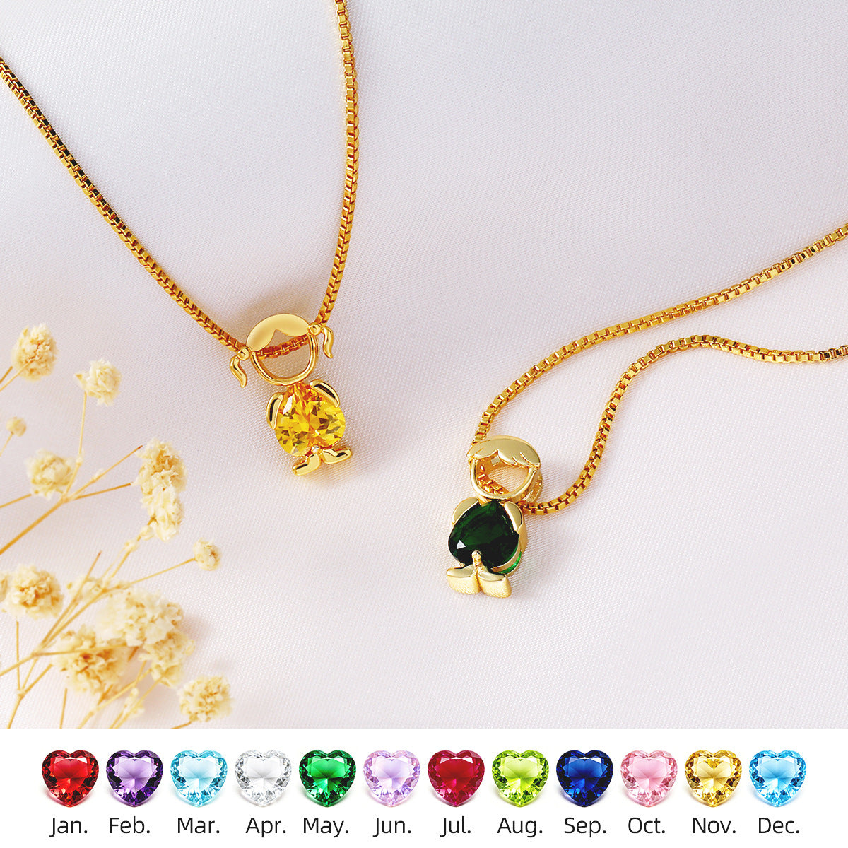 💖Children Birthstone Necklace Boy & Girl Charm Necklace