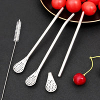 3 Pcs Straw spoon+3 Pcs Brush