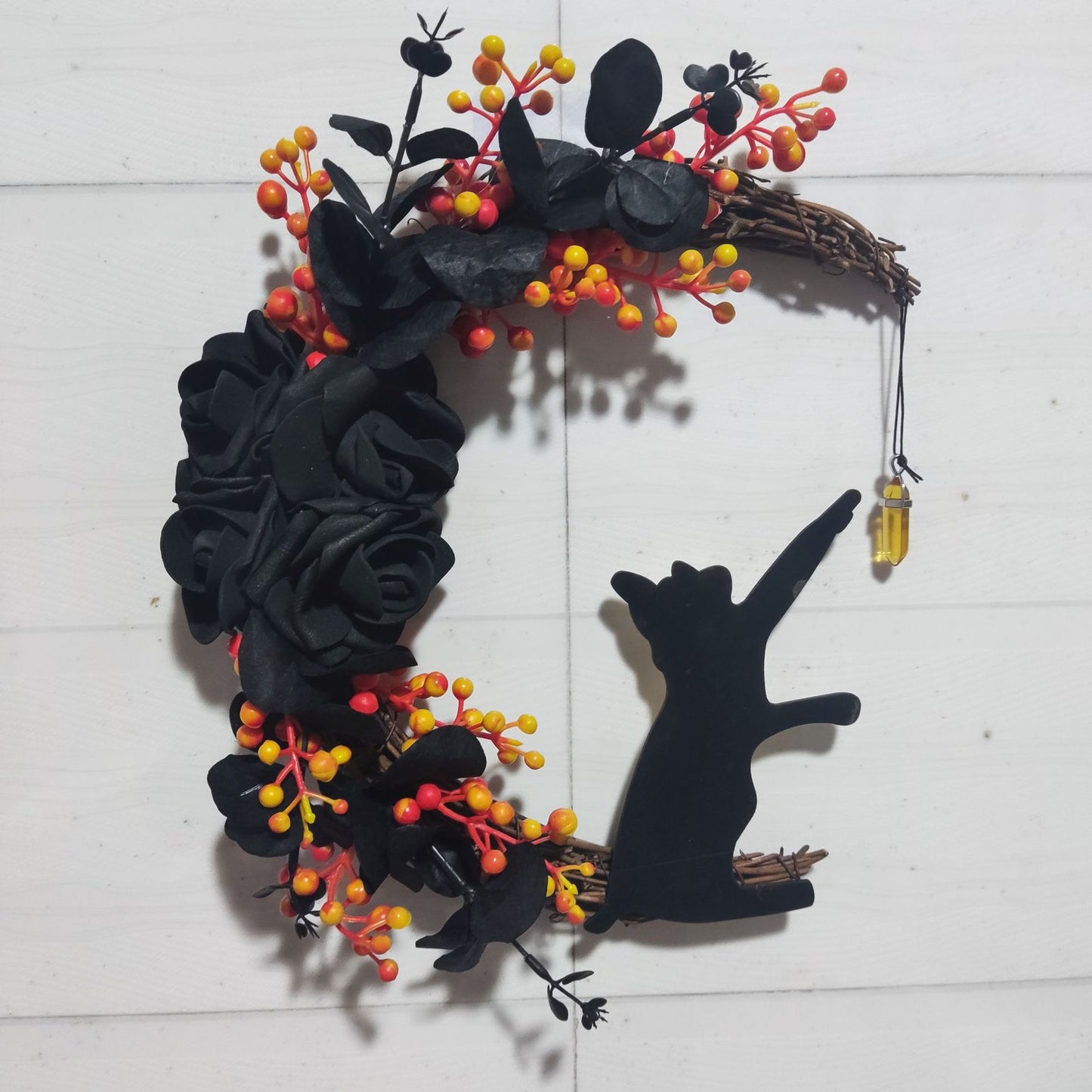 🌙🐈‍⬛ Light Up Your Door With a Magical Halloween Moon Cat Wreath