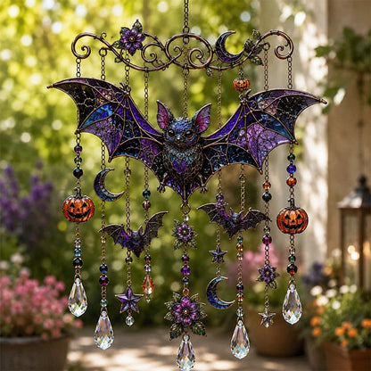 🎃 Halloween Stained Glass Wind Chime | Spooky Season Suncatcher Hanging Decor🔔
