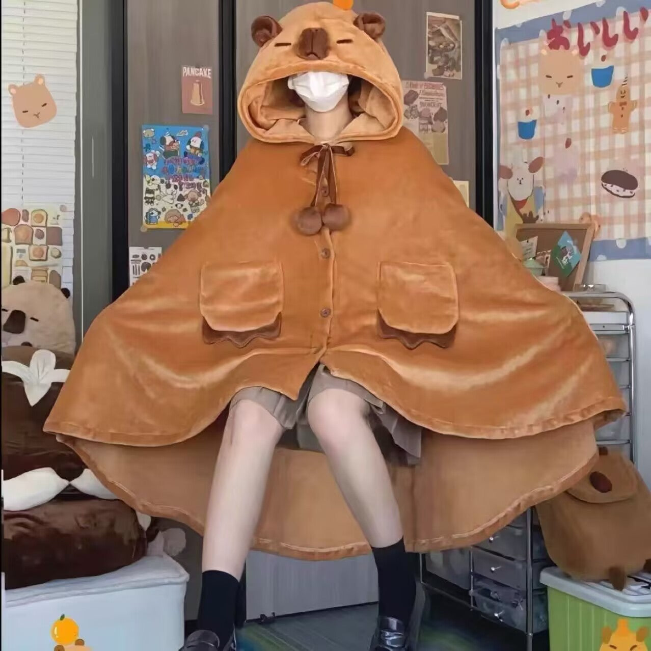 🎁【summerween】1pc Unisex Wearable Blanket Bat  Hooded Cape