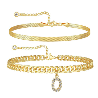 ✨ Gold Initial Anklet – 14K Gold Plated, Waterproof Adjustable Letter Pendant, Stackable Beach Jewelry