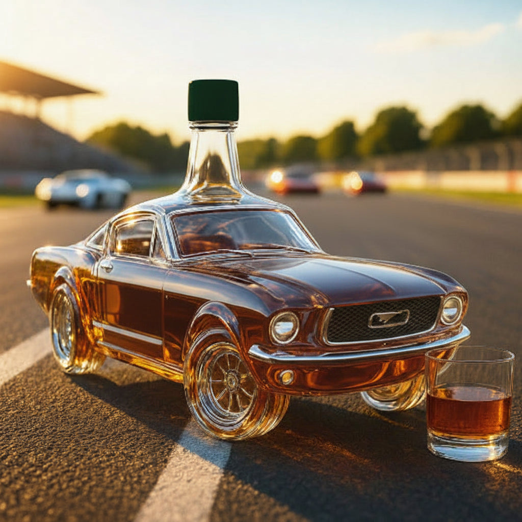🔥Vintage Racing Car Crystal Glass Whiskey Decanter🥃