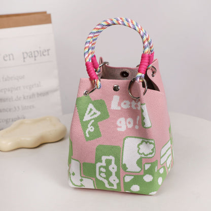 👜Boho Woven Polyester Bucket Bag