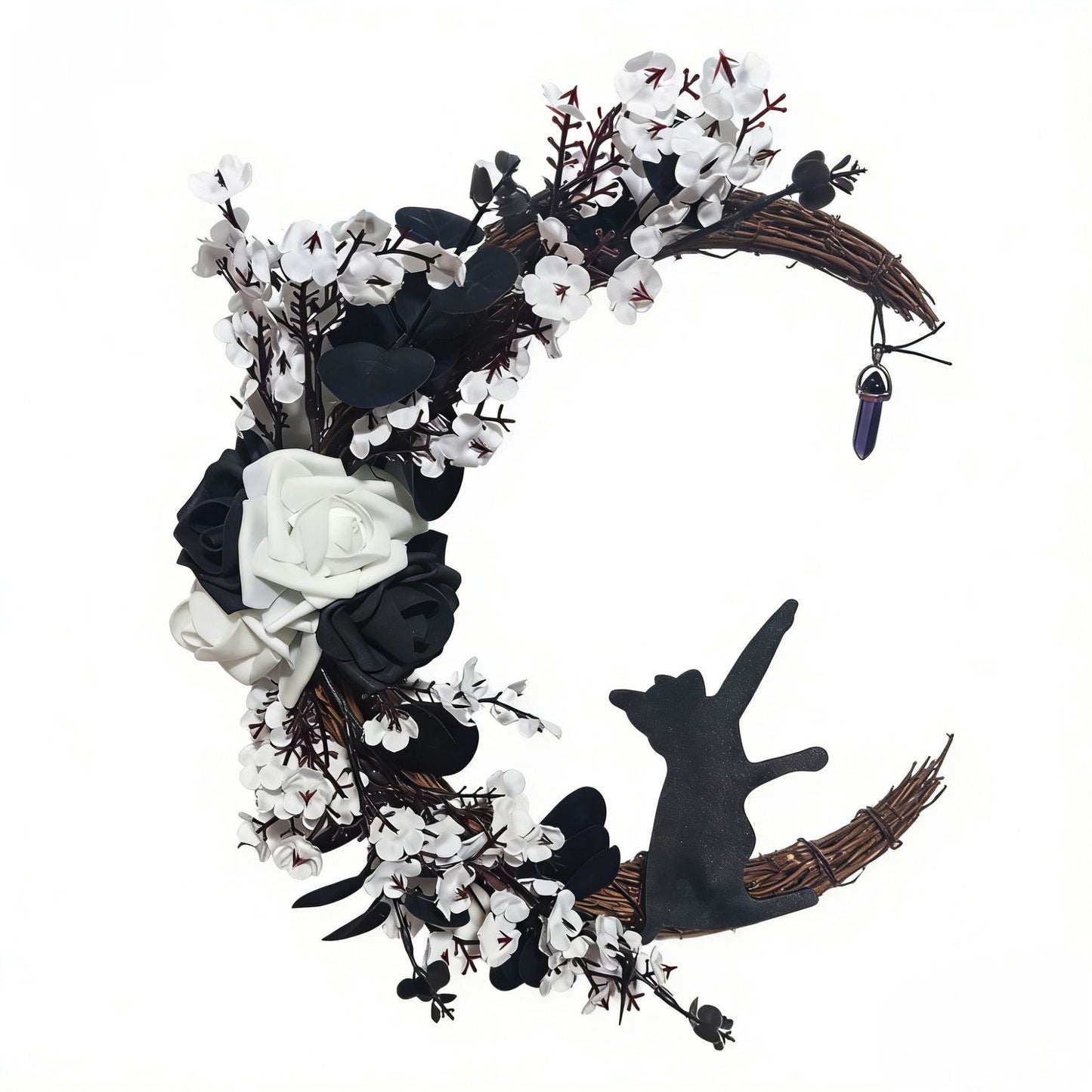 🌙🐈‍⬛ Light Up Your Door With a Magical Halloween Moon Cat Wreath