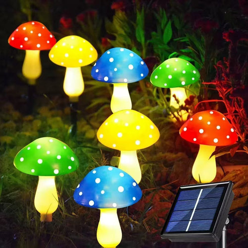 8 Pcs Solar Powered Mushroom Shaped Garden Light