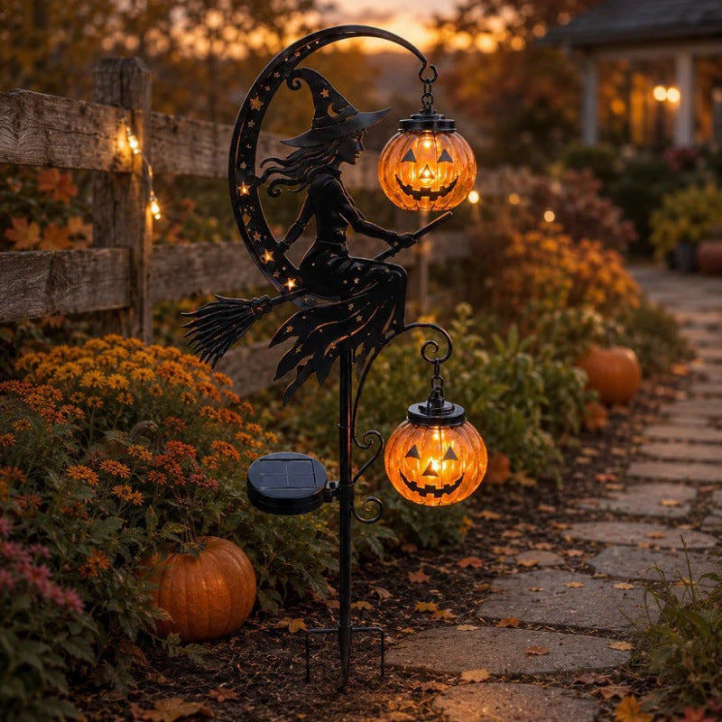 🎃 Halloween Early Bird Sale | 49% OFF Witch and Pumpkin Moon-Shaped Garden Stake Light