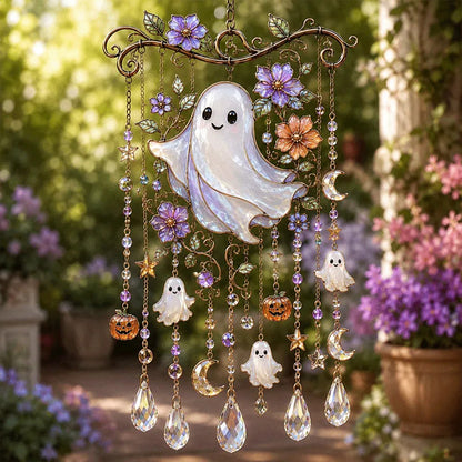 🎃 Halloween Stained Glass Wind Chime | Spooky Season Suncatcher Hanging Decor🔔
