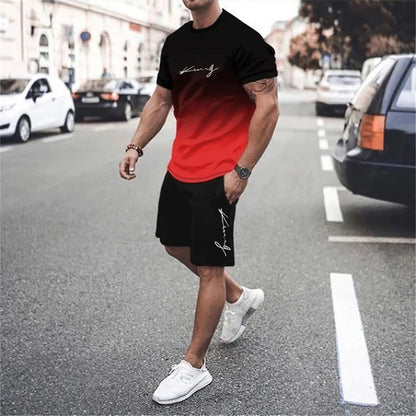 ⚡ Men’s Gradient Short Sleeve Tracksuit