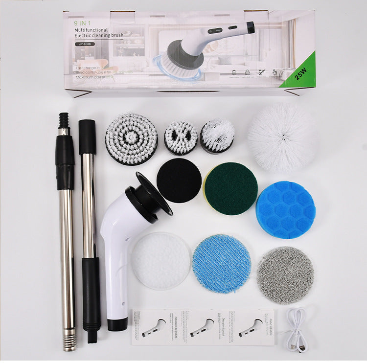 Cordless Electric Spin Scrubber with 9 Brush Heads