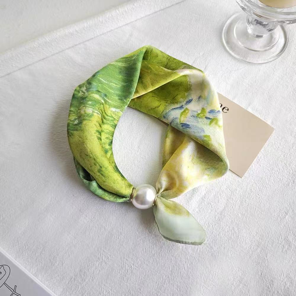 🔥HOT SALE Pearl Buckle Closure Printed Scarf
