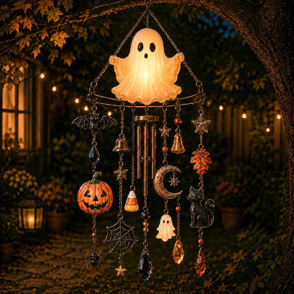 🎃 Halloween Stained Glass Wind Chime | Spooky Season Suncatcher Hanging Decor🔔