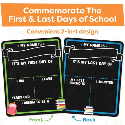 📸 Double-Sided First & Last Day Chalkboard Sign – Reusable School Photo Prop