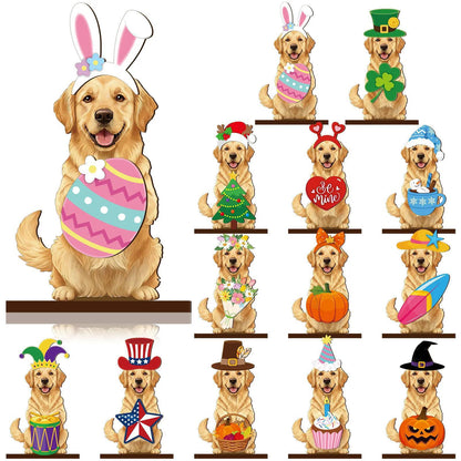 🎁 Unique Personalized Gift for Pet Lovers🐶 Interchangeable Seasonal Dog Decor