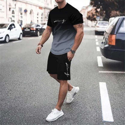 ⚡ Men’s Gradient Short Sleeve Tracksuit