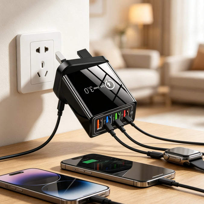⚡ One Charger. Four Devices. Zero Waiting.