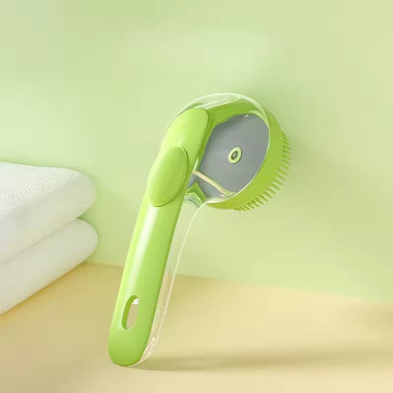 One Press For Rich Foam 🧴Pet Bath Brush with Shampoo Dispenser