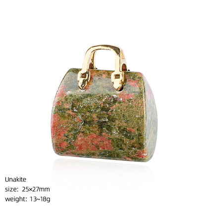 🔮 Mini Natural Crystal Handbag Charms – Lucky Aura Energy DIY Jewelry Pendants ✨