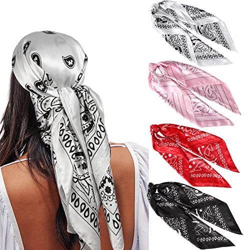 ✨ 4-Piece Premium Satin Square Head Scarf Set (35' x 35') 🧣