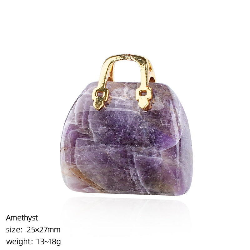 🔮 Mini Natural Crystal Handbag Charms – Lucky Aura Energy DIY Jewelry Pendants ✨