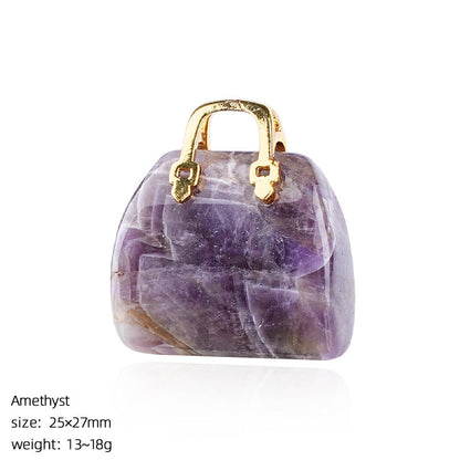 🔮 Mini Natural Crystal Handbag Charms – Lucky Aura Energy DIY Jewelry Pendants ✨