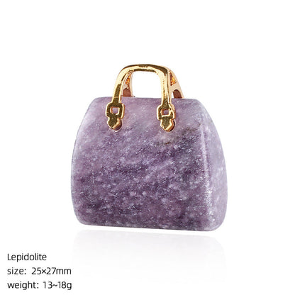 🔮 Mini Natural Crystal Handbag Charms – Lucky Aura Energy DIY Jewelry Pendants ✨