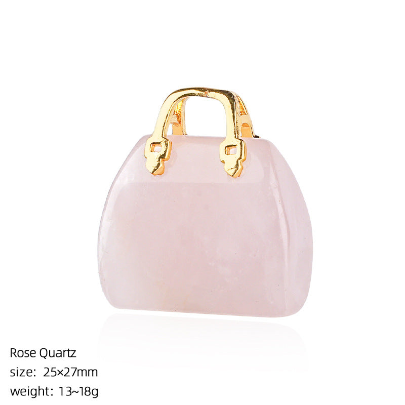 🔮 Mini Natural Crystal Handbag Charms – Lucky Aura Energy DIY Jewelry Pendants ✨