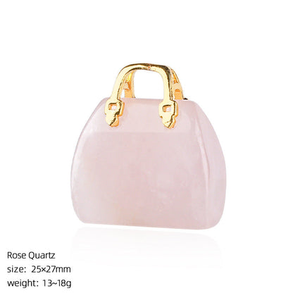 🔮 Mini Natural Crystal Handbag Charms – Lucky Aura Energy DIY Jewelry Pendants ✨