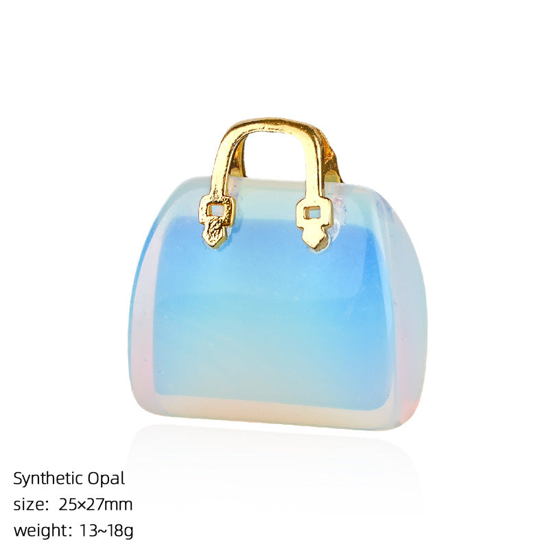 🔮 Mini Natural Crystal Handbag Charms – Lucky Aura Energy DIY Jewelry Pendants ✨