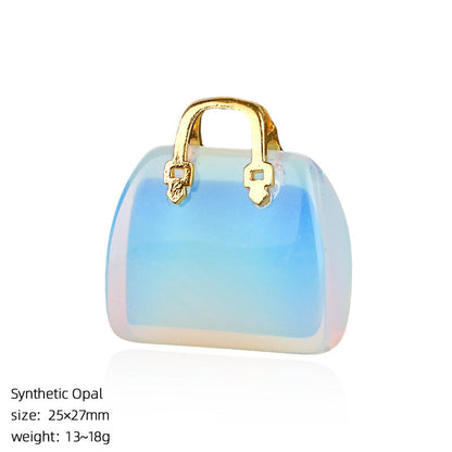 🔮 Mini Natural Crystal Handbag Charms – Lucky Aura Energy DIY Jewelry Pendants ✨