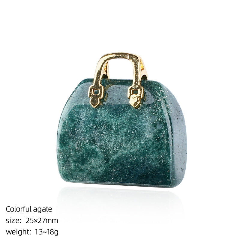 🔮 Mini Natural Crystal Handbag Charms – Lucky Aura Energy DIY Jewelry Pendants ✨