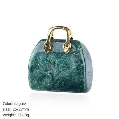 🔮 Mini Natural Crystal Handbag Charms – Lucky Aura Energy DIY Jewelry Pendants ✨