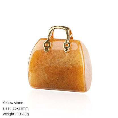 🔮 Mini Natural Crystal Handbag Charms – Lucky Aura Energy DIY Jewelry Pendants ✨