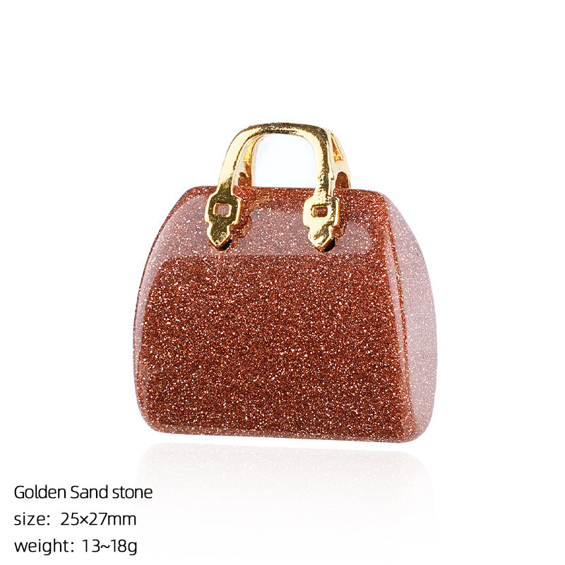 🔮 Mini Natural Crystal Handbag Charms – Lucky Aura Energy DIY Jewelry Pendants ✨