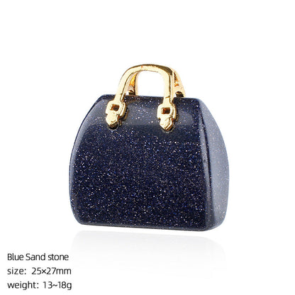 🔮 Mini Natural Crystal Handbag Charms – Lucky Aura Energy DIY Jewelry Pendants ✨