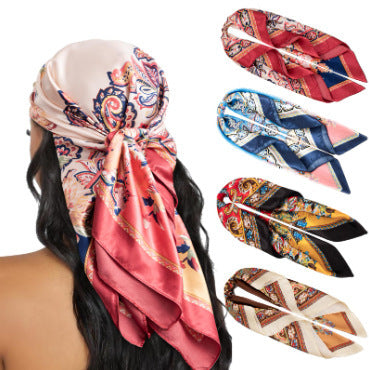 ✨ 4-Piece Premium Satin Square Head Scarf Set (35' x 35') 🧣
