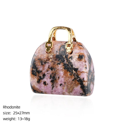 🔮 Mini Natural Crystal Handbag Charms – Lucky Aura Energy DIY Jewelry Pendants ✨