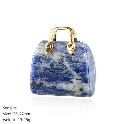 🔮 Mini Natural Crystal Handbag Charms – Lucky Aura Energy DIY Jewelry Pendants ✨