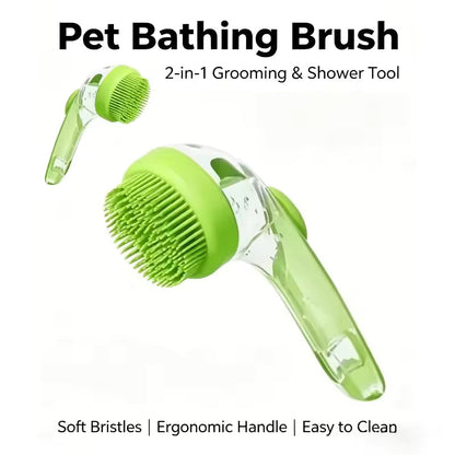 One Press For Rich Foam 🧴Pet Bath Brush with Shampoo Dispenser