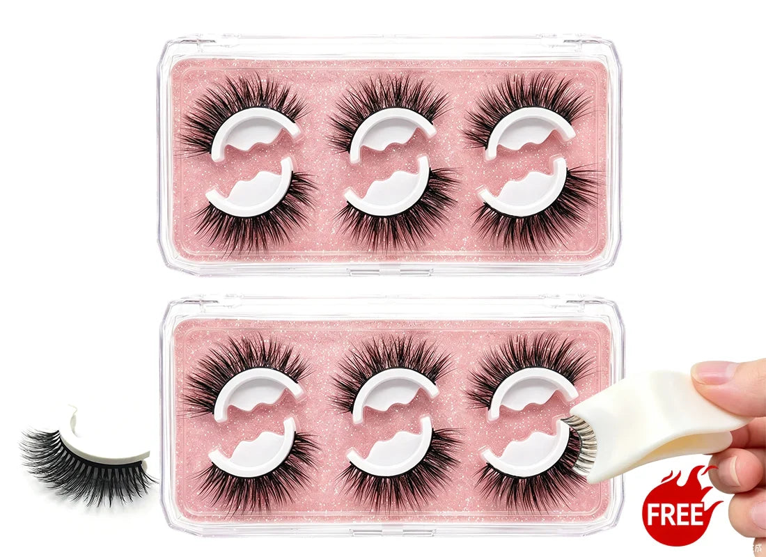 🎉2026 Sale Over 38K+ Sold!👁️Reusable Self-Adhesive False Eyelashes｜Glue-Free Natural Curly Press-On Lashes✨