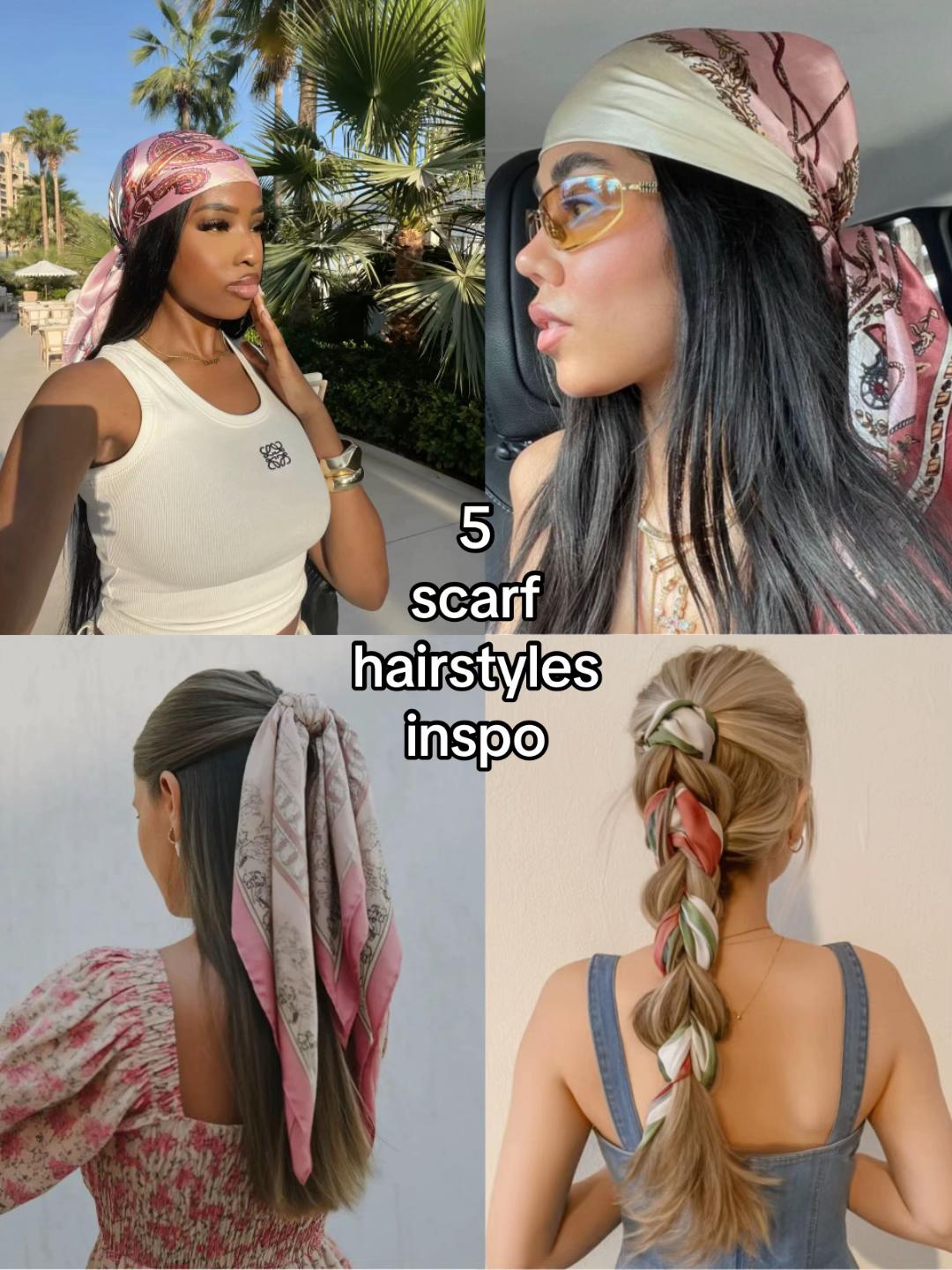 ✨ 4-Piece Premium Satin Square Head Scarf Set (35' x 35') 🧣