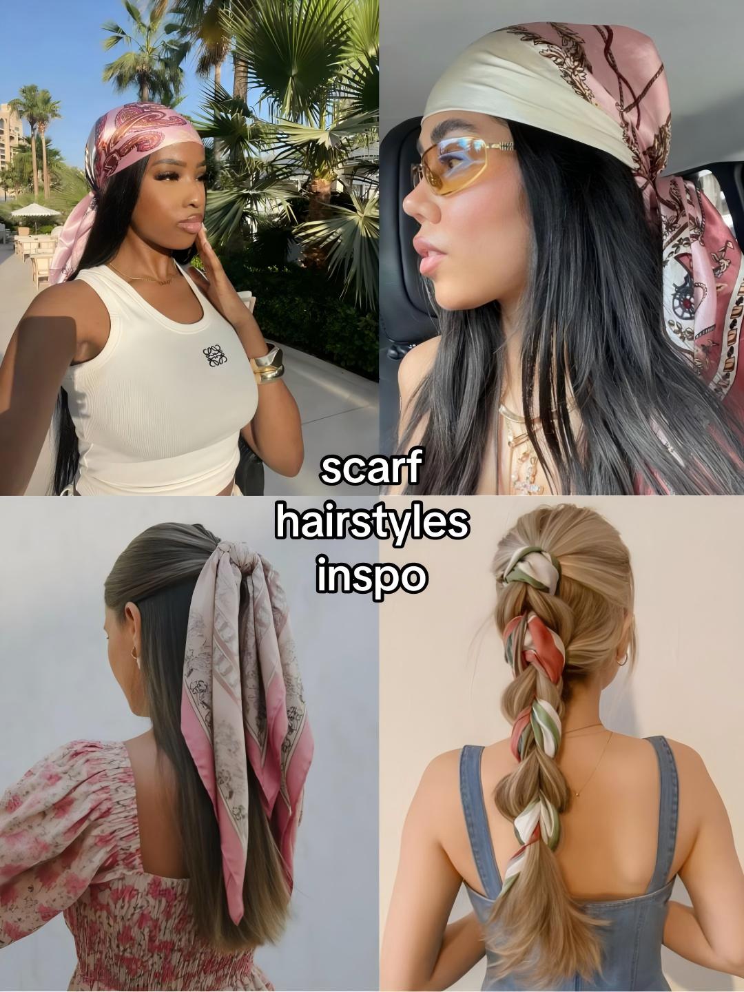 ✨ 4-Piece Premium Satin Square Head Scarf Set (35' x 35') 🧣