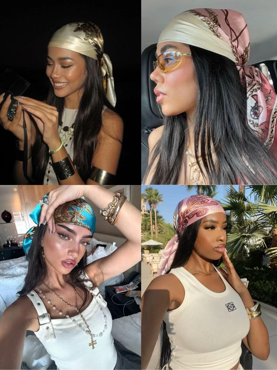 ✨ 4-Piece Premium Satin Square Head Scarf Set (35' x 35') 🧣