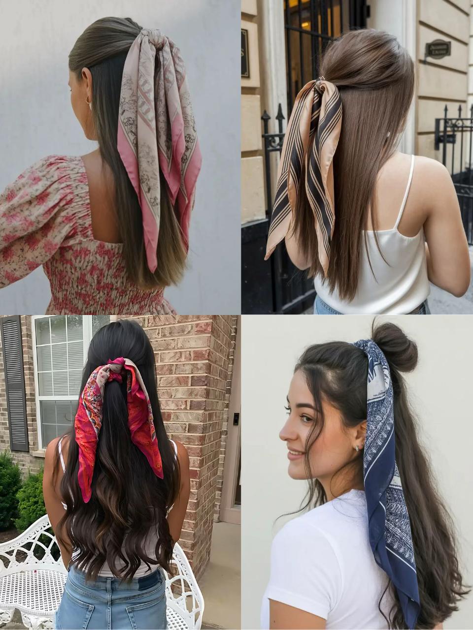 ✨ 4-Piece Premium Satin Square Head Scarf Set (35' x 35') 🧣