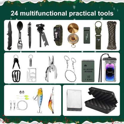 24-Day Survival Advent Calendar-Emergency Gear Countdown Gift Set