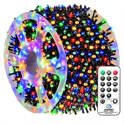 ✨ Perfect for Festive Decorations ✨300LED 98FT Christmas Light String with 8 Modes Timer & Remote Control