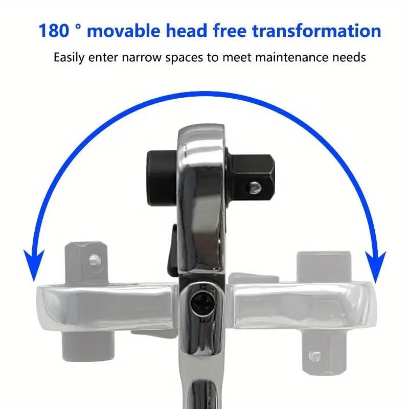 🔧 1/4' Flexible Head Ratchet Wrench | 72‑Tooth Compact Socket Spanner for Tight‑Space Repairs