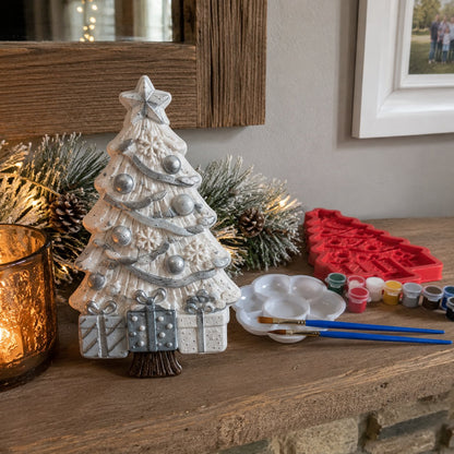 🎄 DIY Christmas Mold & Paint Craft Kit | Reusable 3D Mold with 8 Acrylic Paints, 2 Brushes & Festive Detail Guide 🎨✨